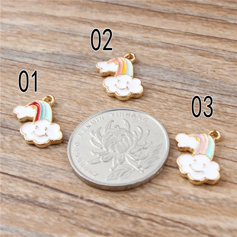 

10pcs Alloy Enamel Love Rainbow Necklace Charms Cute Keychain Pendant Necklace Pendant For DIY Earring Accessories