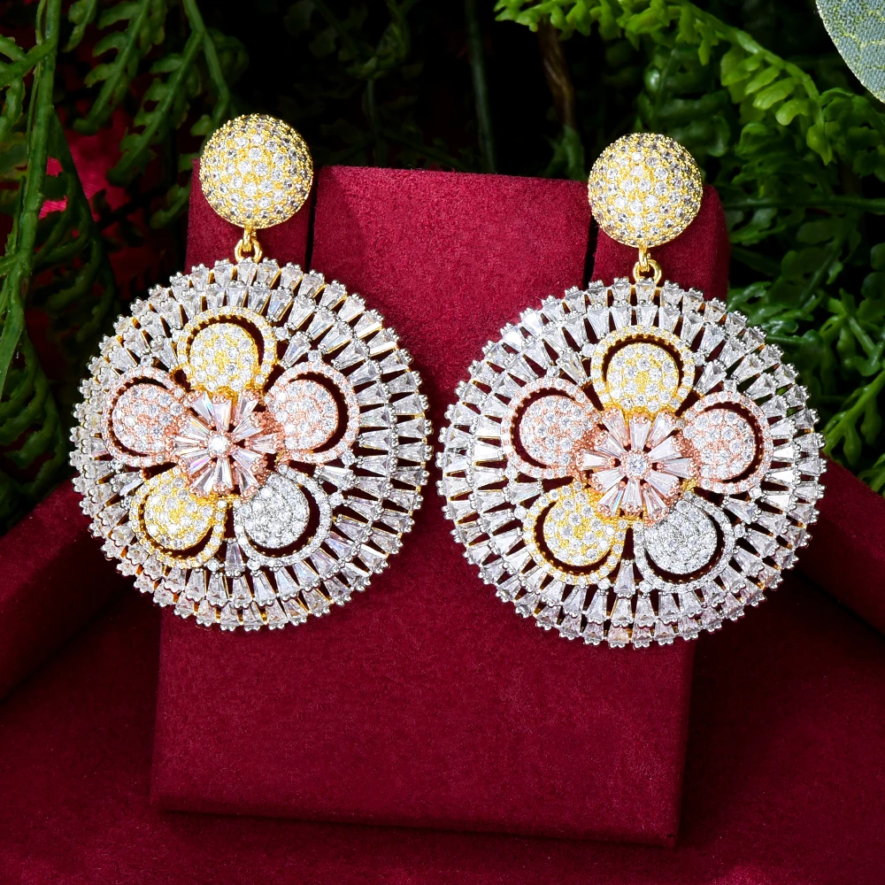 Женские серьги-подвески Siscathy, роскошные круглые серьги с полым кубическим цирконием, ювелирные украшения