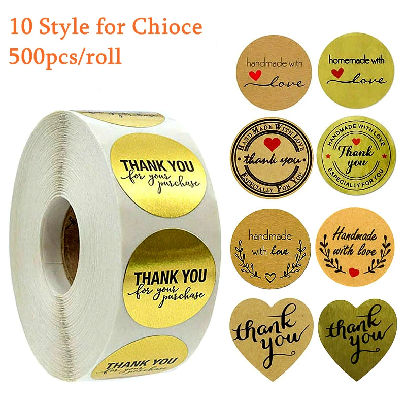 9 стилей крафт Круглый Спасибо стикер s этикетки для печати Золотой Бизнес