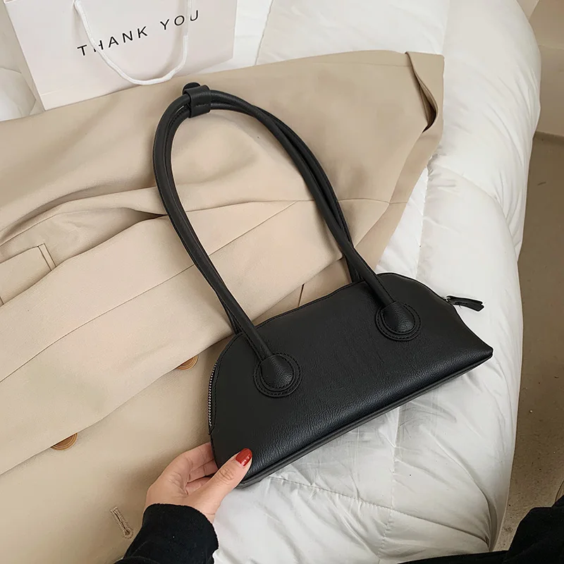 

Solid Color Tote Armpit Bag 2021 Fashion New High-Quality PU Leather Women's Designer Handbag Casual Shoulder Bags Phone Purses