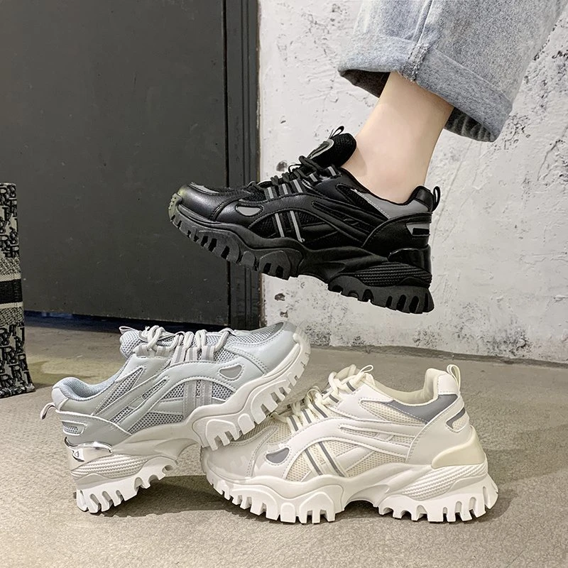 

2020 Autumn Women Fashion Sneakers Brand Platform Chunky Vulcanized Shoes Mesh Breathable Casual Shoes Tenis Basket Female Woman