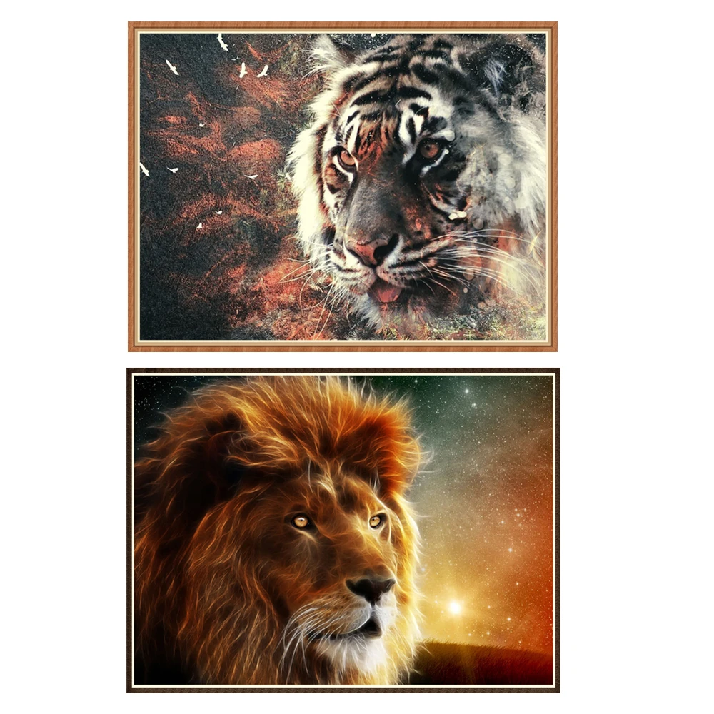 Алмазная 5D живопись полностью мозаика новый Тигр и лев алмазная вышивка