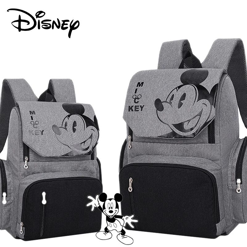 Disney Pre-design многофункциональная сумка для ухода за ребенком для мамы модная сумка для подгузников на двух плечах рюкзак для подгузников с крючками серый черный