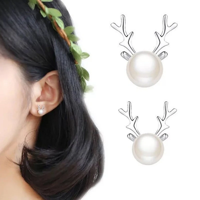 M серьги рождественские Женские Имитация Жемчуга лося серьги-гвоздики с
