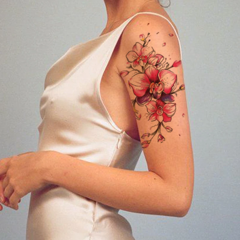 

Hannah Style Waterproof Temporary Tattoo Sticker Watercolor Flowers Design Fake Tattoos Flash Tatoos Arm Body Art for Women Girl
