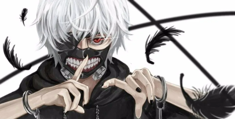 Halloween Japanese Tokyo Ghoul White Wig Ken Kaneki Mask Zipper Japan Anime Cosplay Eye Masks Prop Gift Caps Party Scary Costume