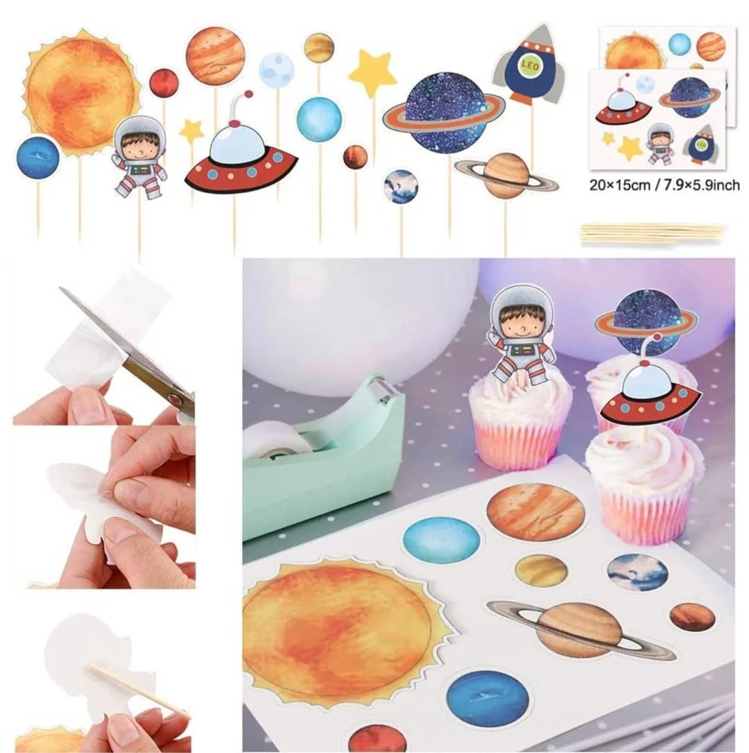 Одноразовая посуда серии Вселенная тарелка со звездами и небом для детей