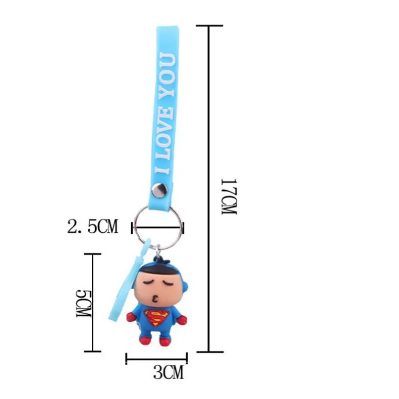 Comic Anime Superman Batman Captain America Iron Man Deadpool Cosplay Keychain Pendant Accessories Rubber Gift