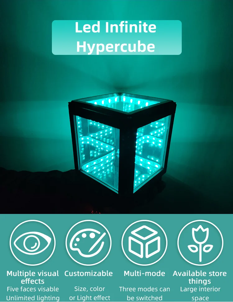 

Led Infinity Hypercube 3D Cube Infinity Mirror Electric Gift Decorative Lights Desktop Bar Atmosphere LED Light/