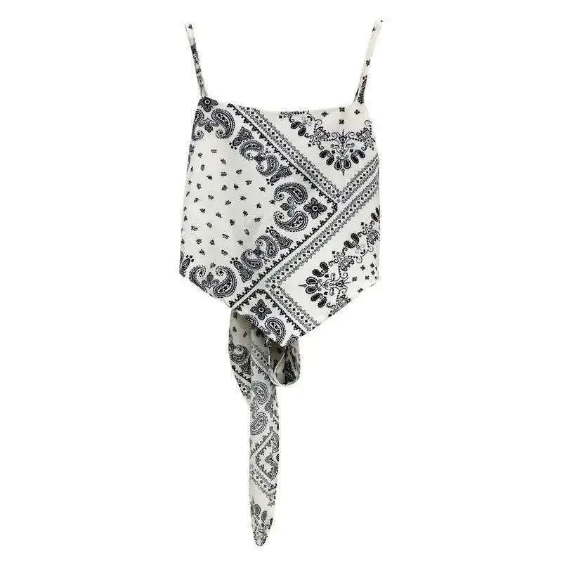 

European and American spice girl's suspender vest women's summer cashew flower design