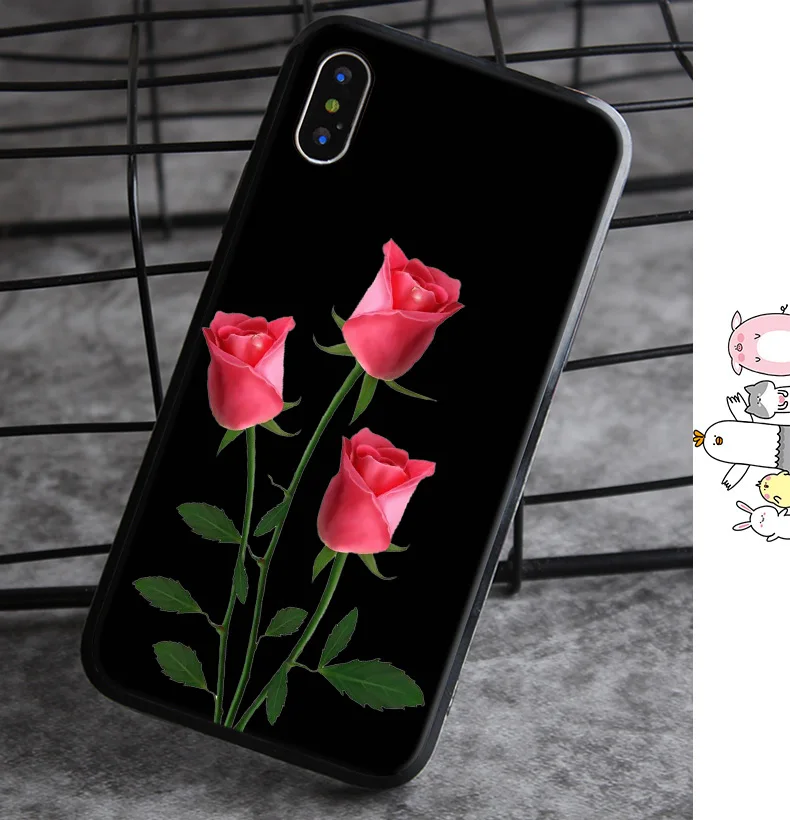 Для iphone 7 PLUS/6/6S/8 Plus силиконовый чехол черного цвета в винтажном стиле с красной