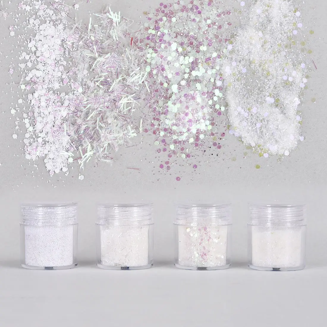 

4 Bottles Resin Shinning Filling Flash Glitter Hexagon Glitter Christmas Style UV Epoxy Resin Pigment Nail Art Decoration