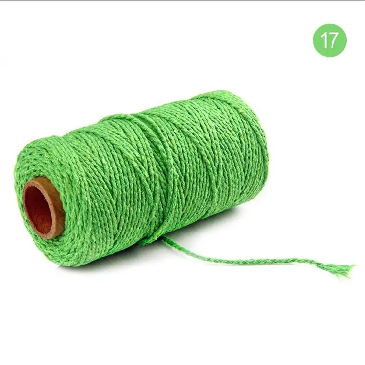 Grass Green Красочные хлопчатобумажные витые нитки для шитья, 100 м, макраме, ремесла, хлопчатобумажная льняная веревка, домашний текстиль, сделай сам, Свадебный декор - Цвет: Grass Green