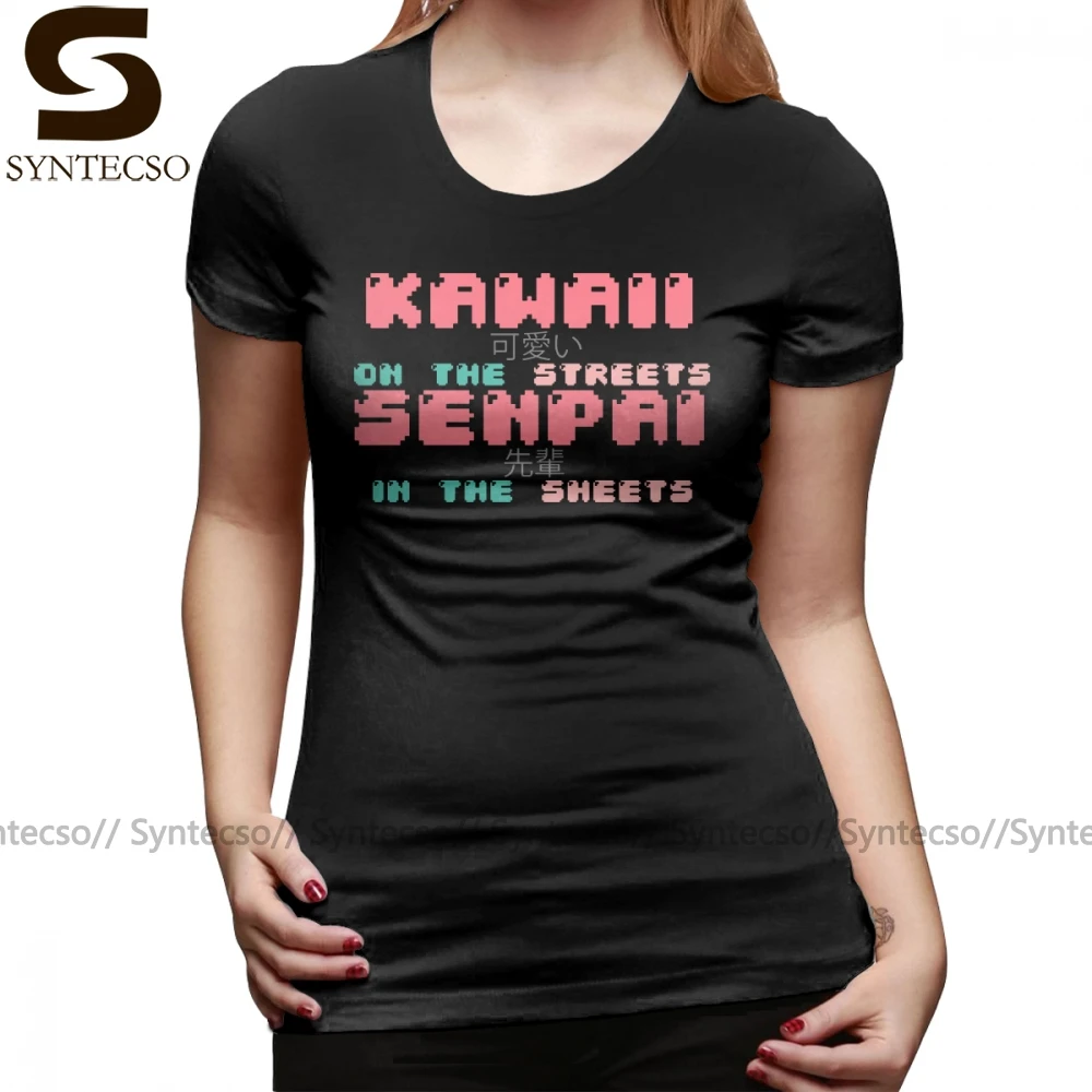Японская футболка с надписью KAWAII On The Streets SENPAI In Sheets хлопчатобумажная женская