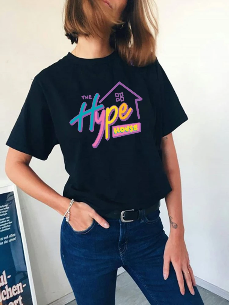 Женская футболка Hype House Ulzzang хлопковые топы Ropa Mujer женские футболки Damskie 90s розовая