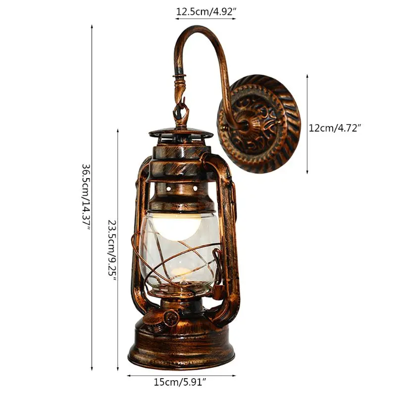 

Vintage LED Wall Lamp Retro Kerosene Wall Light Barn Lantern European Rustic Antique Style