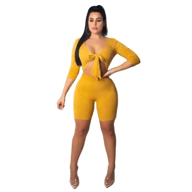 Новинка 2021 стильный мягкий желтый комбинезон XLLAIS Женский облегающий уличный на