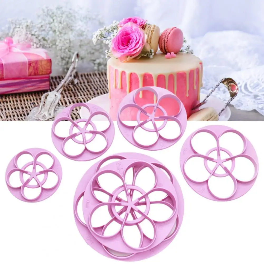 

6Pcs/Set Cake Mold Rose Flower Pattern Exquisite Plastic Biscuits Pastry Cutting Die for Bakery