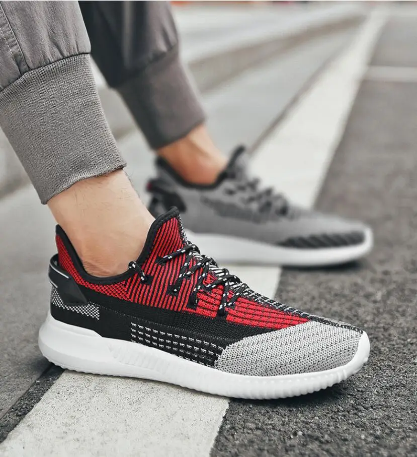 Мужские легкие кроссовки повседневная сетчатая удобная обувь для ходьбы серого