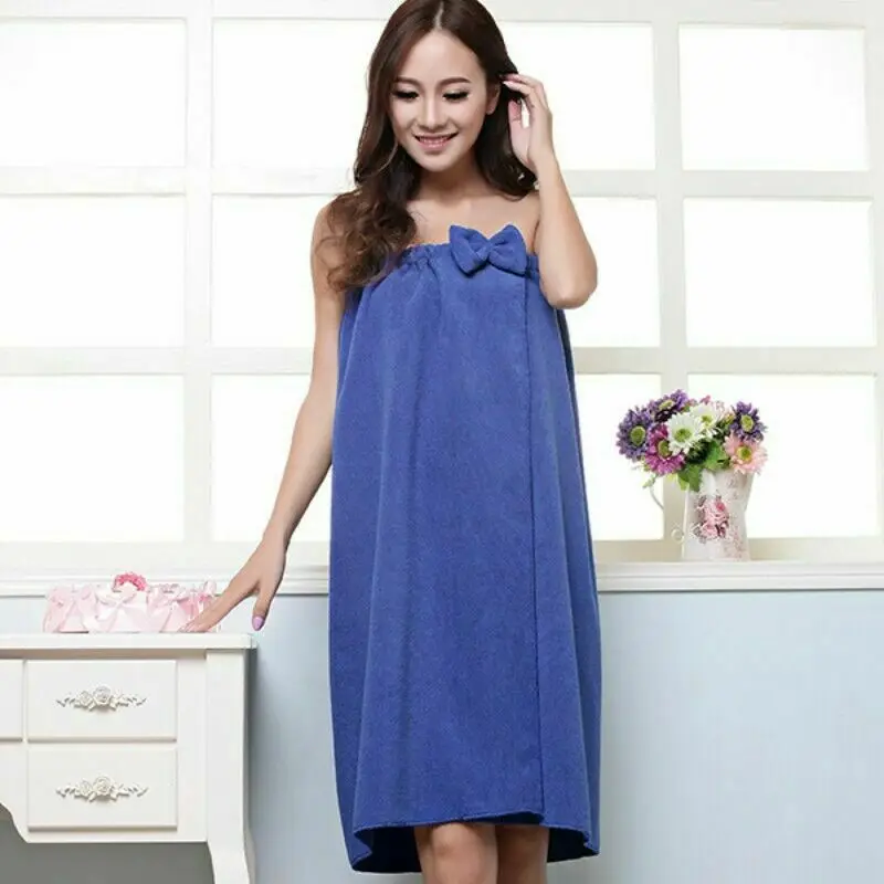 

Newly Women Fast Drying Bowknot Wearable Bath Towel Shower SPA Wrap Body Beach Bathroom Bathrobe Robe Soft Absorbent Microfiber