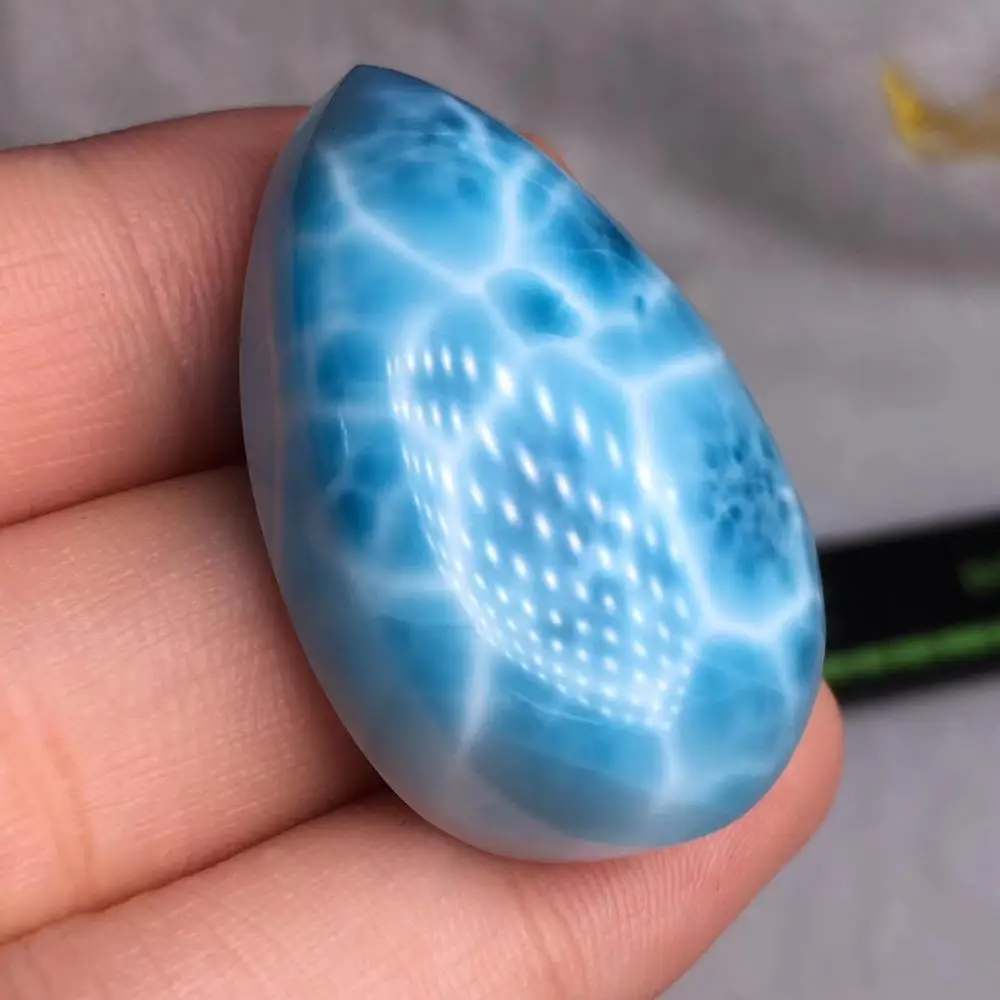 Высокое качество натуральный лед Larimar синий драгоценный камень для женщин и