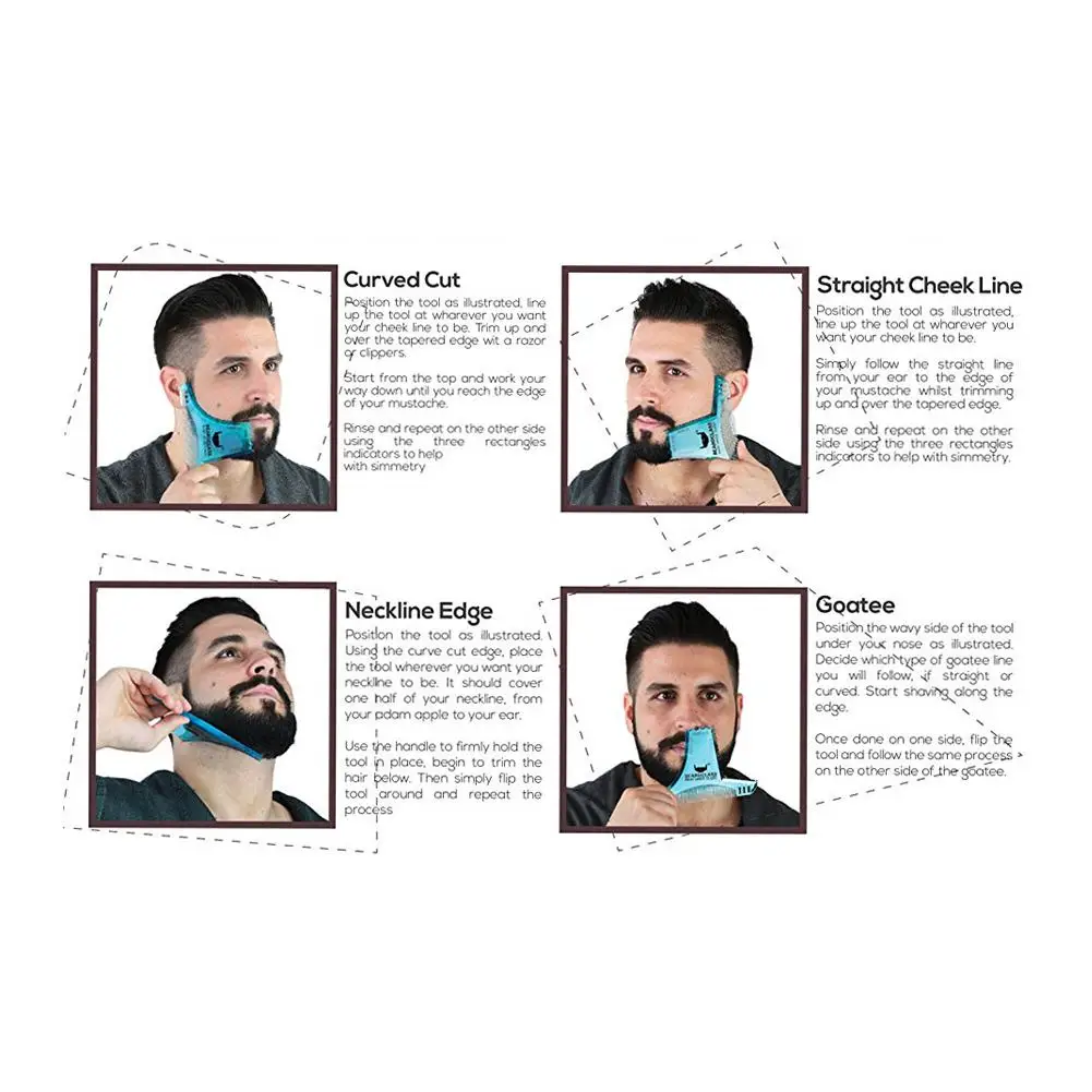 

BellyLady Men Beard Shaping Styling Template Beard Hair Combs Men Shaving Tools Hair Beard Trim Template Barber Comb Style Brush