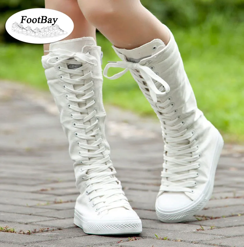 

Big Size 10 Women Canvas Boots Shoes Platform White Black Luxury Brand Women Sneakers 2021 Autumn