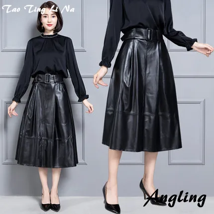 

2019 New Fashion Natural Genuine Real Sheep Real Leather Skirt K48