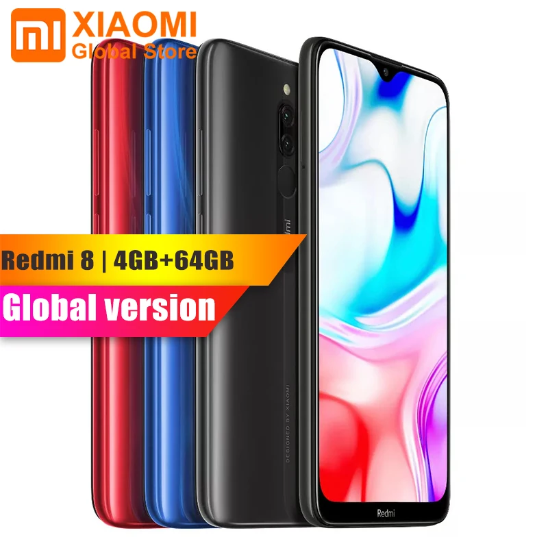 Оригинальная глобальная версия Xiaomi Redmi 8 4 Гб 64 6 21 "мобильный телефон Snapdragon 439 Octa