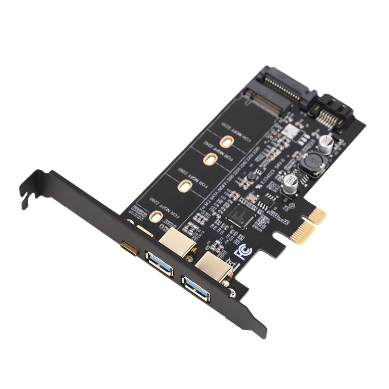 Двойной USB3.0 &amp Тип-C M.2 Адаптерная плата PCIe M2 SSD SATA B Ключ к PCI-E конвертер