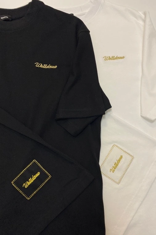 

We11done Summer New Style Gold Silk Embroidery Loose T-shirt Welldone Pure Cotton Casual BF Wind Short Sleeves Tee