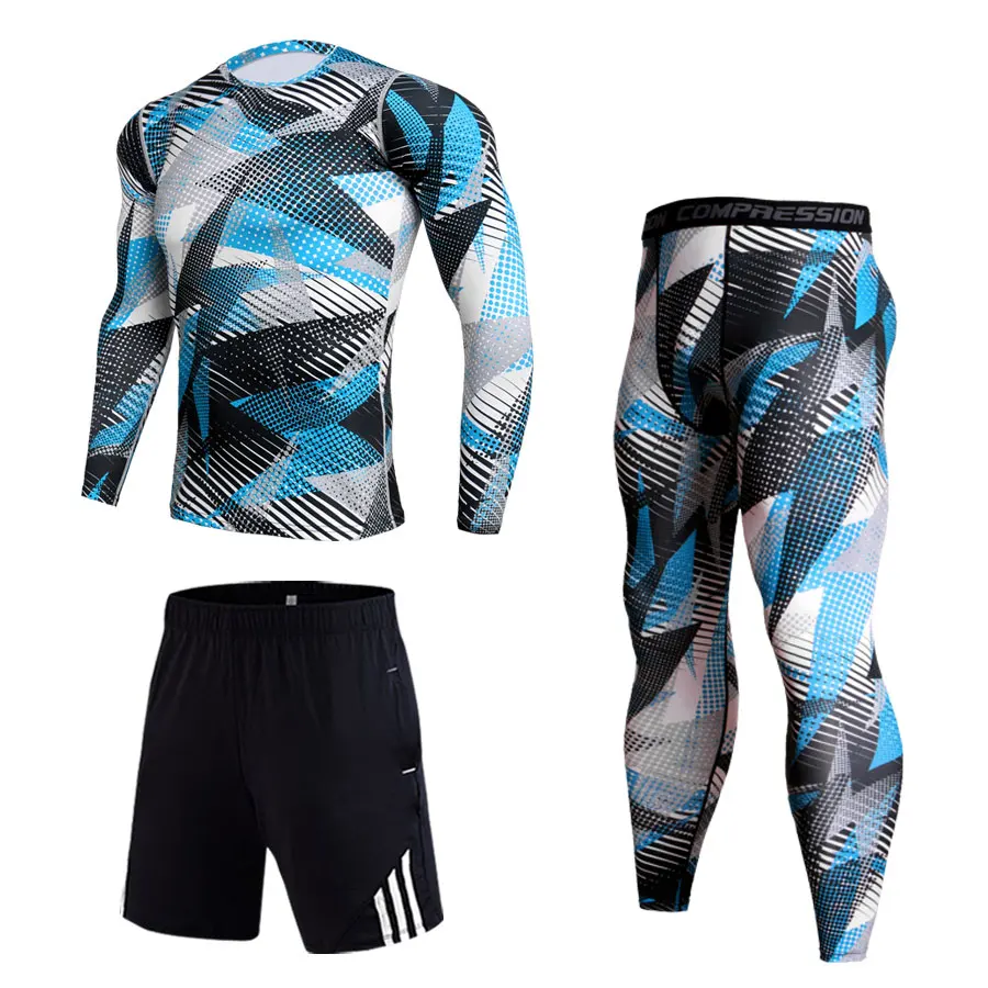 

Красная молния 3 шт набор мужская одежда компрессионные колготки Бодибилдинг футболка ММА фитнес леггинсы беговые шорты 2020 Новинка хит