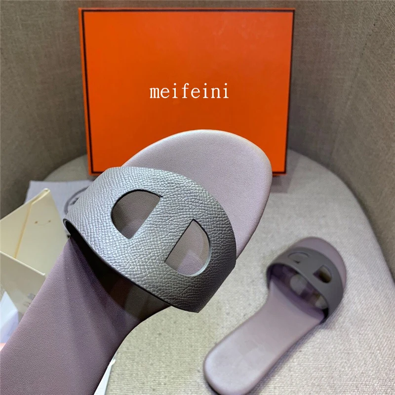 Женские шлепанцы на плоской подошве Уличная обувь в виде свиного носа лето 2019 |