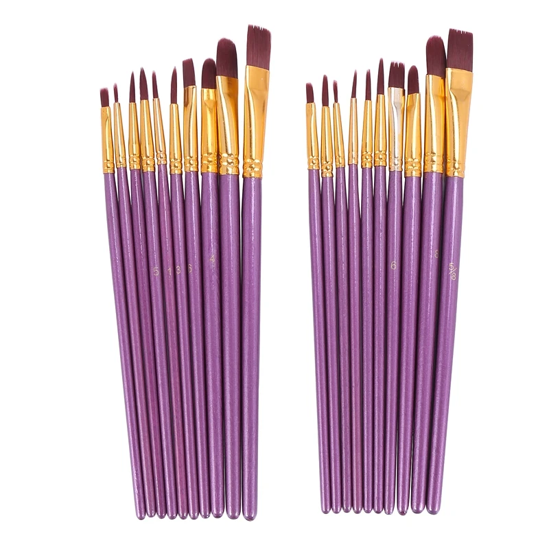 

20Pcs Paint Brush Set Artist Paint Brushes for Watercolor, Oil Paintings Canvas, Ceramic, Clay, Wood & Models