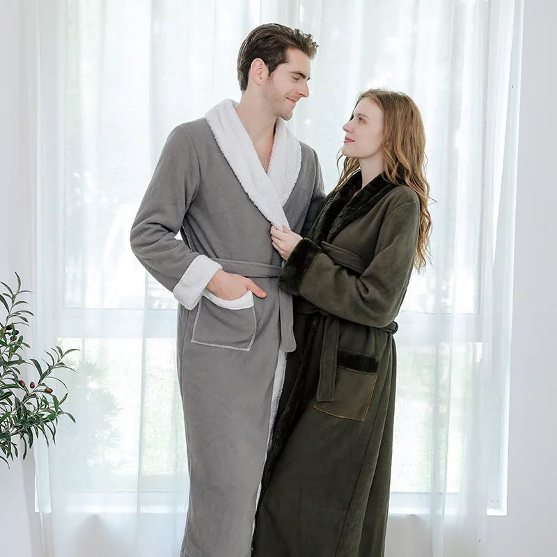 Новинка 2019 длинные банные халаты фланелевый двойной утепленный зимний халат для