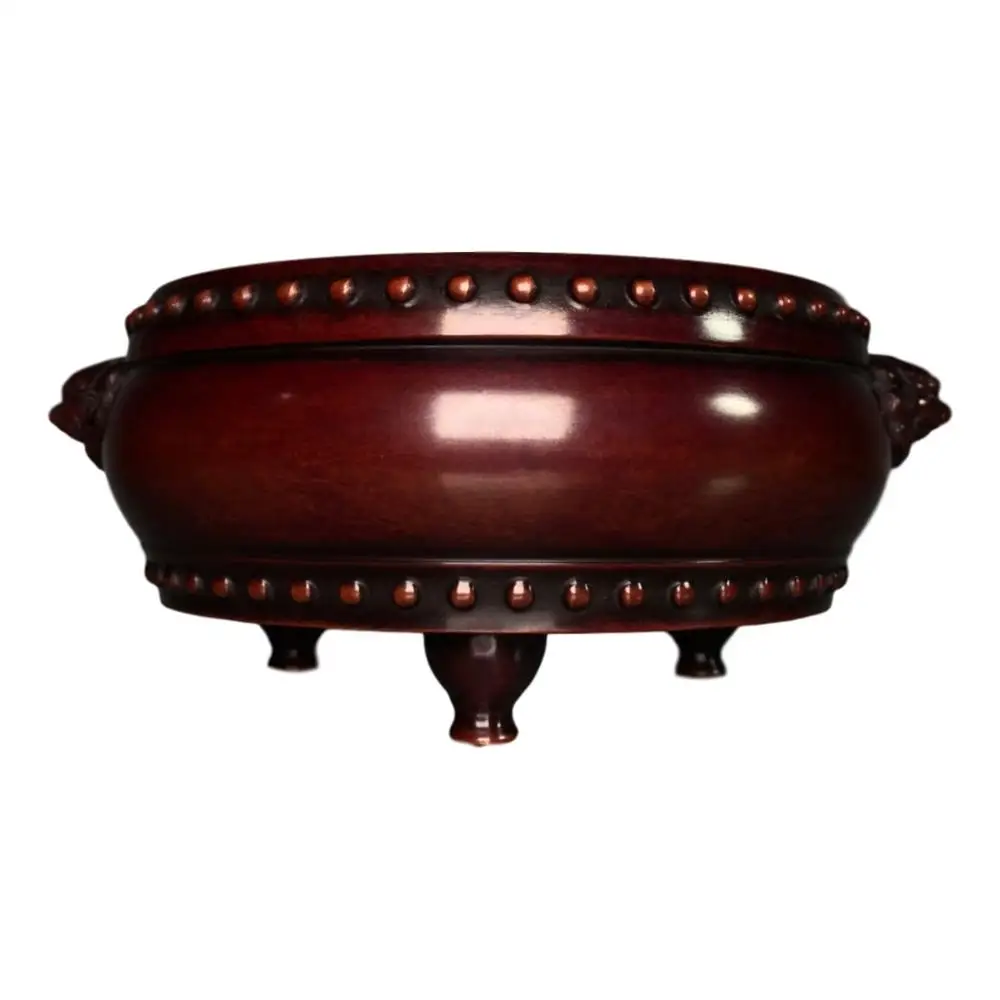 

LaoJunLu Real Red Copper Date Skin And Red Lion Head Drum Furnace Incense Burner Ornaments [Recognition: Ming Xuande Years]
