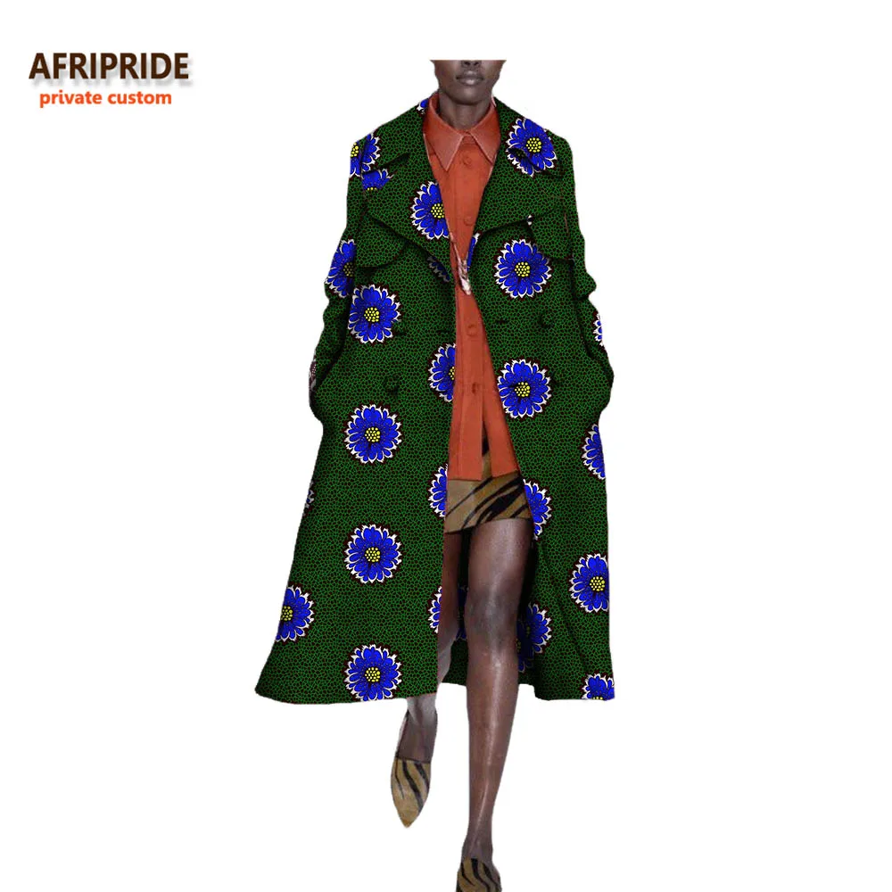 Осеннее Африканское длинное женское пальто AFRIPRIDE, длинный рукав, длина до середины икры, на пуговицах, с отложным воротником, повседневное пальто A722417 - Цвет: 596