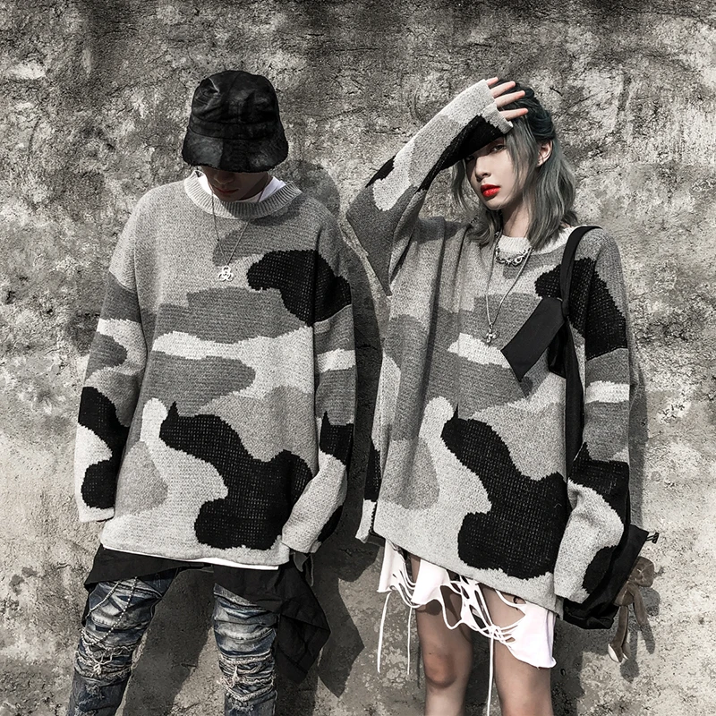 Мужской Камуфляжный свитер с круглым вырезом повседневный однотонный вязаный