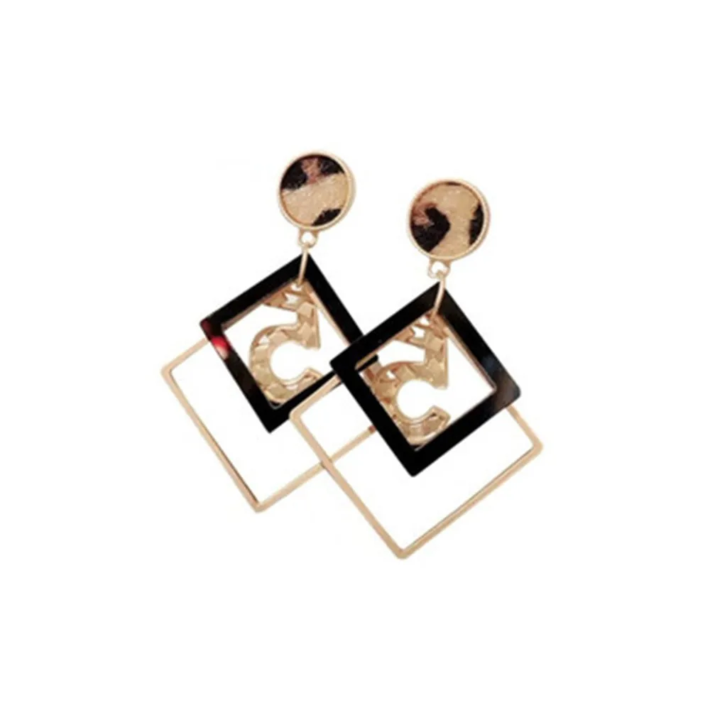 

S925 Silver Needle Korea Earrings 2021 New Digital Retro Leopard Earrings Ins Hot Geometric Diamond Earrings