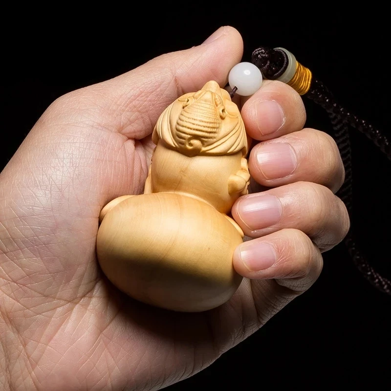 

Fulu Pumpkin Accessories Feng Shui Boxwood Carving Lucky Home Decorations Solid Wood Gifts