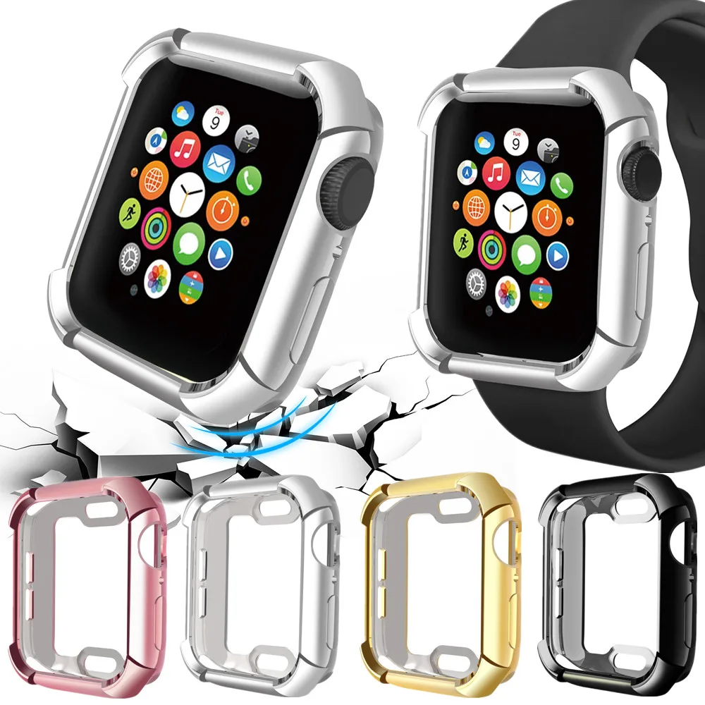 Бронированный бампер для Apple Watch 40 мм 44 мм, мягкий чехол из ТПУ с покрытием для iWatch, ремешок серии 4, защита от падения Чехол