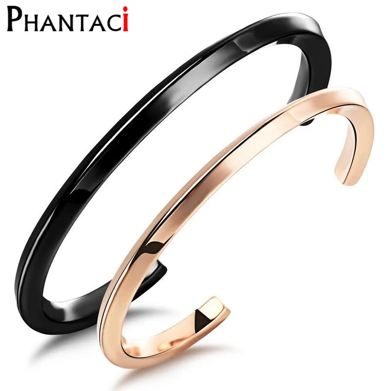 

No Fade Stainless Steel Couple Cuff Bracelets & Bangles Black And Gold Color Men Women Bracelet High Quality Fashion Jewelry