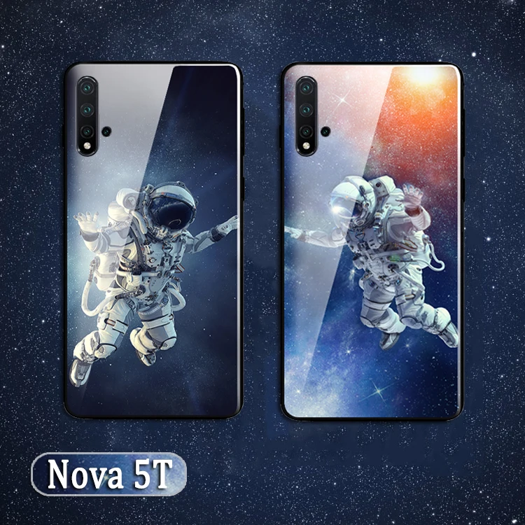 Чехол Auroras для HUAWEI Nova 5T чехол с рисунком астронавта космоса закаленное стекло