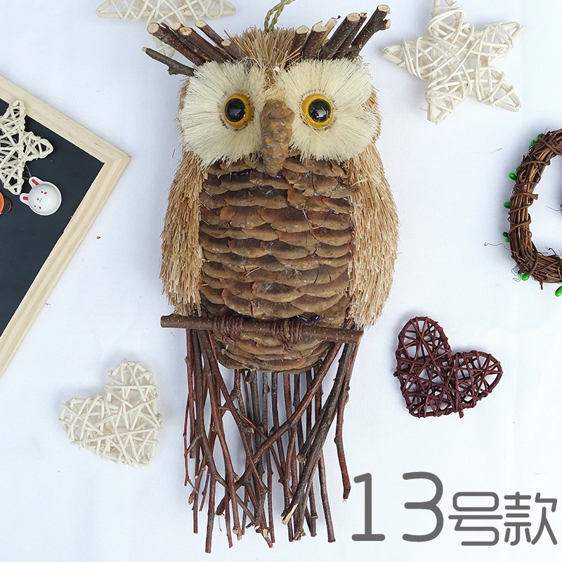 Соломенная сова украшение для сада леса подвеска соломенная Имитация животных