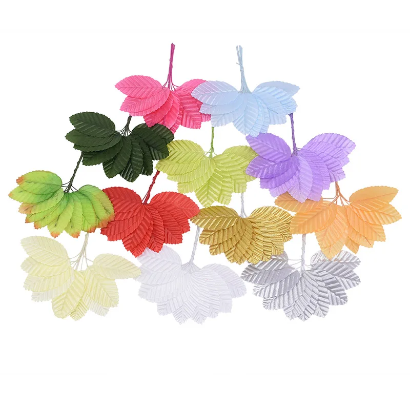 

100pcs Mini Artificial Flowers Leaves Fake Leaf Shaped Rose Flower Decor Scrapbooking Crafts for Wedding Decoration DIY Supplies