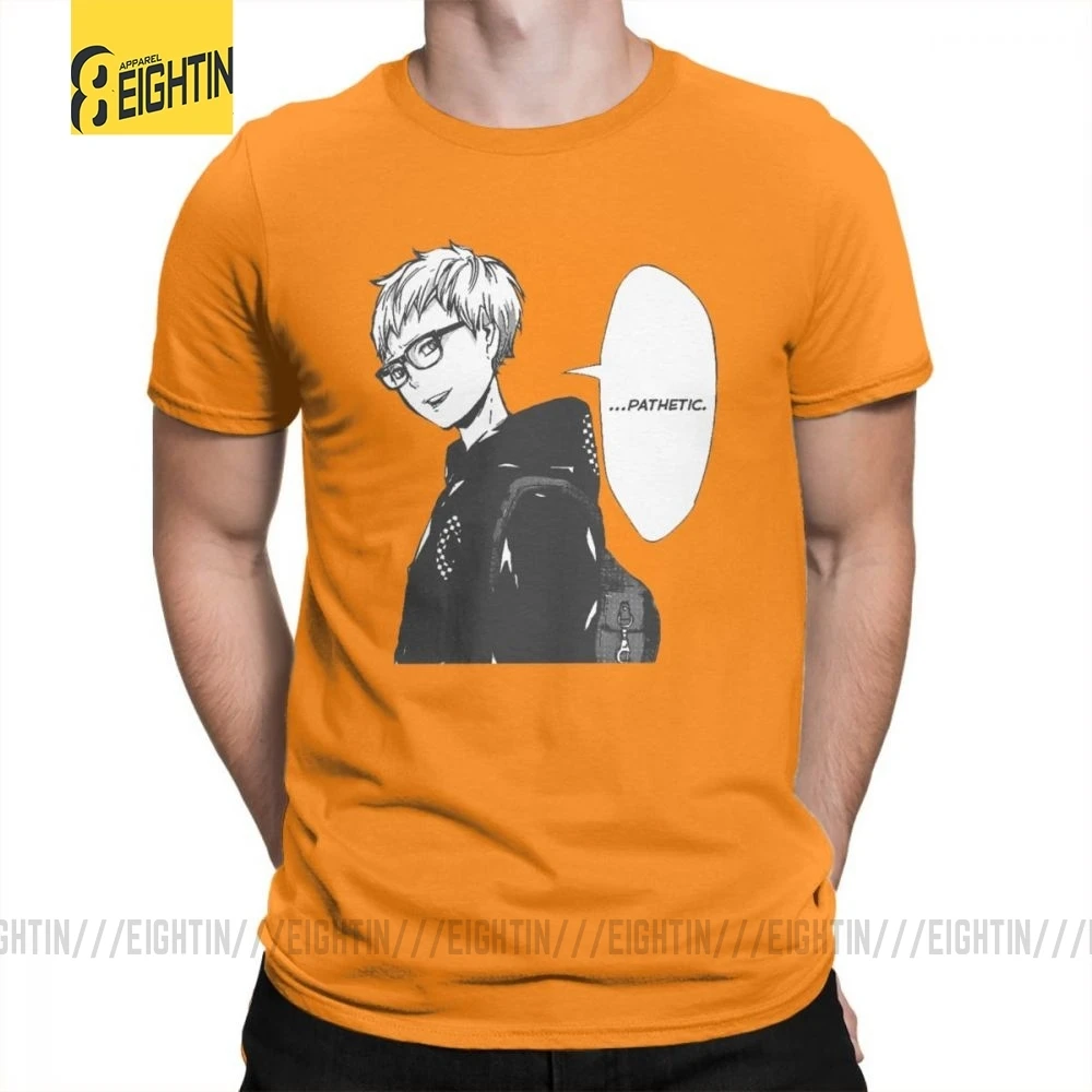 Футболки Haikyuu, футболки Tsukishima Kei, Классические летние футболки с коротким рукавом и круглым вырезом, хлопок, комиксы, футболки для мужчин, большие размеры - Цвет: Оранжевый