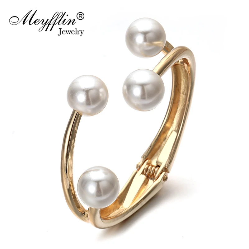 Винтажные браслеты манжеты с имитацией жемчуга для женщин и мужчин модные