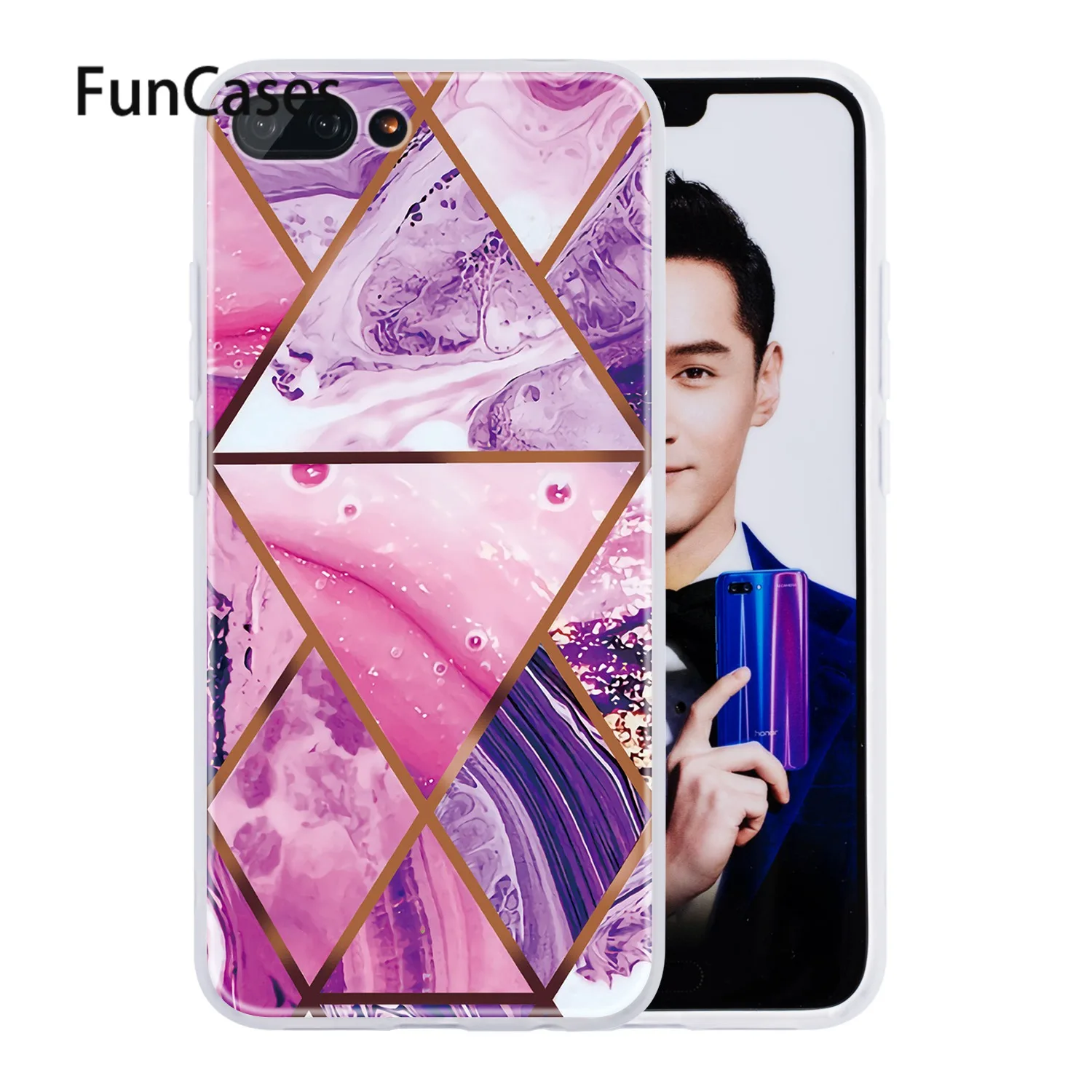 Флип Чехлы для huawei Honor 10 мраморные мягкие силиконовые чехлы крутые etui чехол