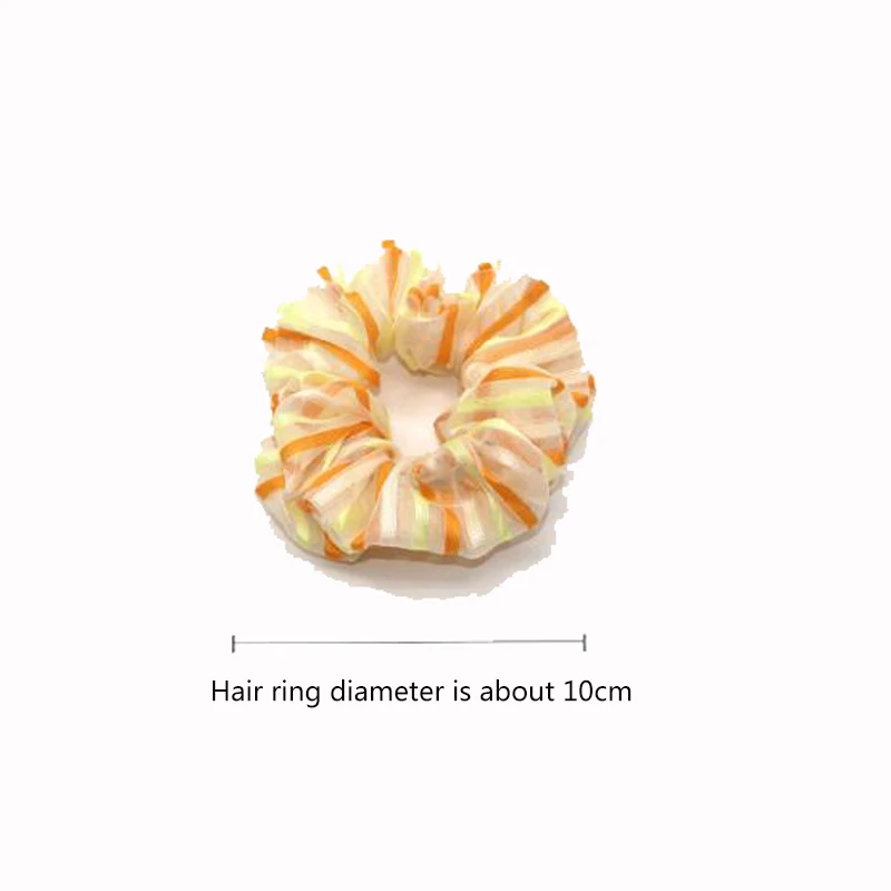 Новые модные женские милые резинки для волос из органзы красочные полосатые