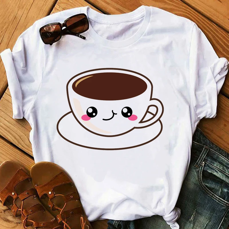 

summer tops vector Coffee Cup harry styles white t-shirt kpop harajuku cartoon MUG tshirt kawaii vintage t shirt women tumblr